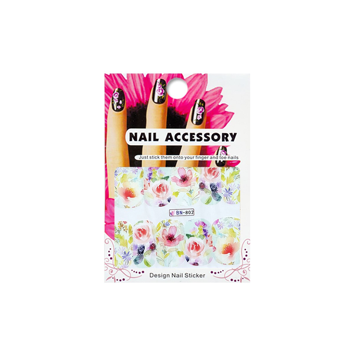 Tatuaj sticker cu efect acrilic, MoonbasaNails, BN-802, Multicolor
