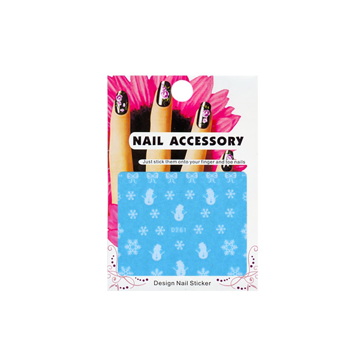 Tatuaj sticker cu efect acrilic, MoonbasaNails, D261, Albastru-alb