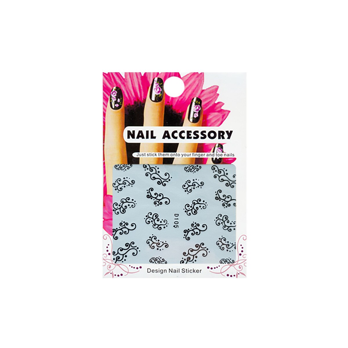 Tatuaj sticker cu efect acrilic, MoonbasaNails, D105B, Albastru-negru