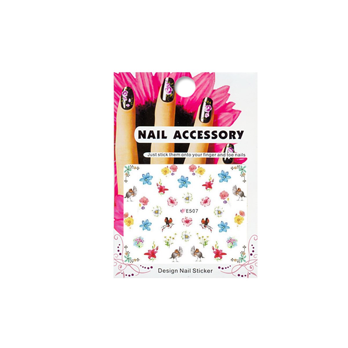 Tatuaj sticker cu efect acrilic, MoonbasaNails, E507, Multicolor