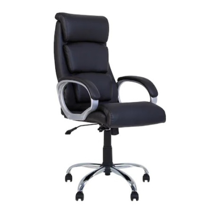 Scaun directorial RAIKO, mecanism Anyfix, piele ecologica, negru