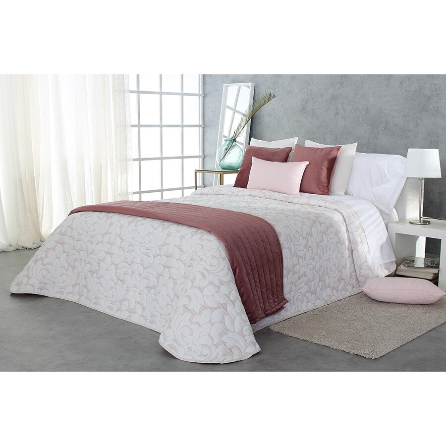 Set Cuvertura October si 2 fete de perna, Reig Marti, roz pal, dimensiune 280 cm x 270 cm