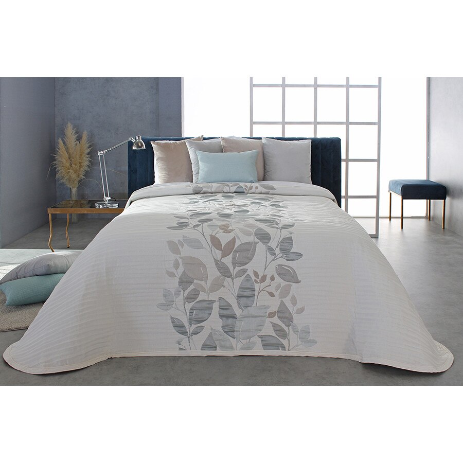 Set Cuvertura Lucy si 2 fete de perna, Reig Marti, bej gri, dimensiune 250 cm x 270 cm