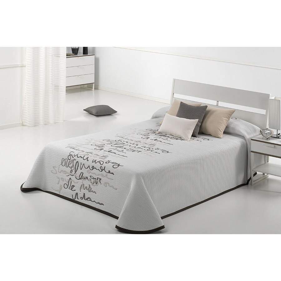 Set Cuvertura Letter si 2 fete de perna, Reig Marti, design litere bej, dimensiune 280 cm x 270 cm