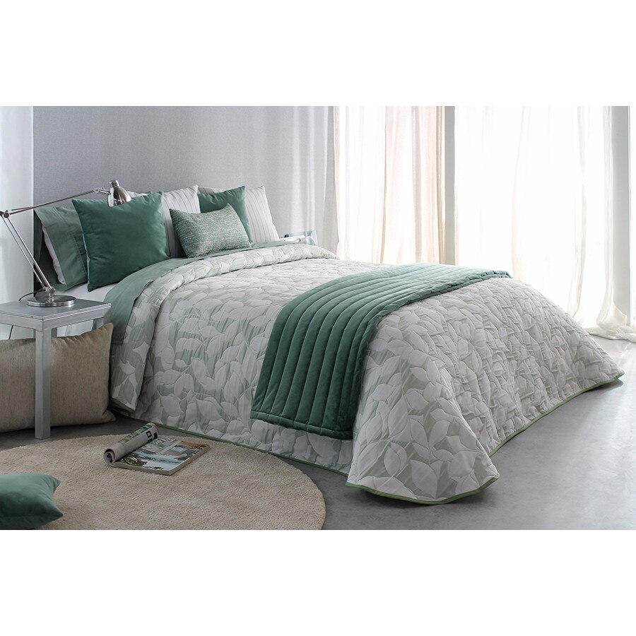 Set Cuvertura Ocanya si 2 fete de perna, Reig Marti, verde, dimensiune 235 cm x 270 cm
