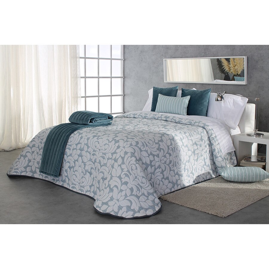 Set Cuvertura October si 2 fete de perna, Reig Marti, albastrui, dimensiune 235 cm x 270 cm