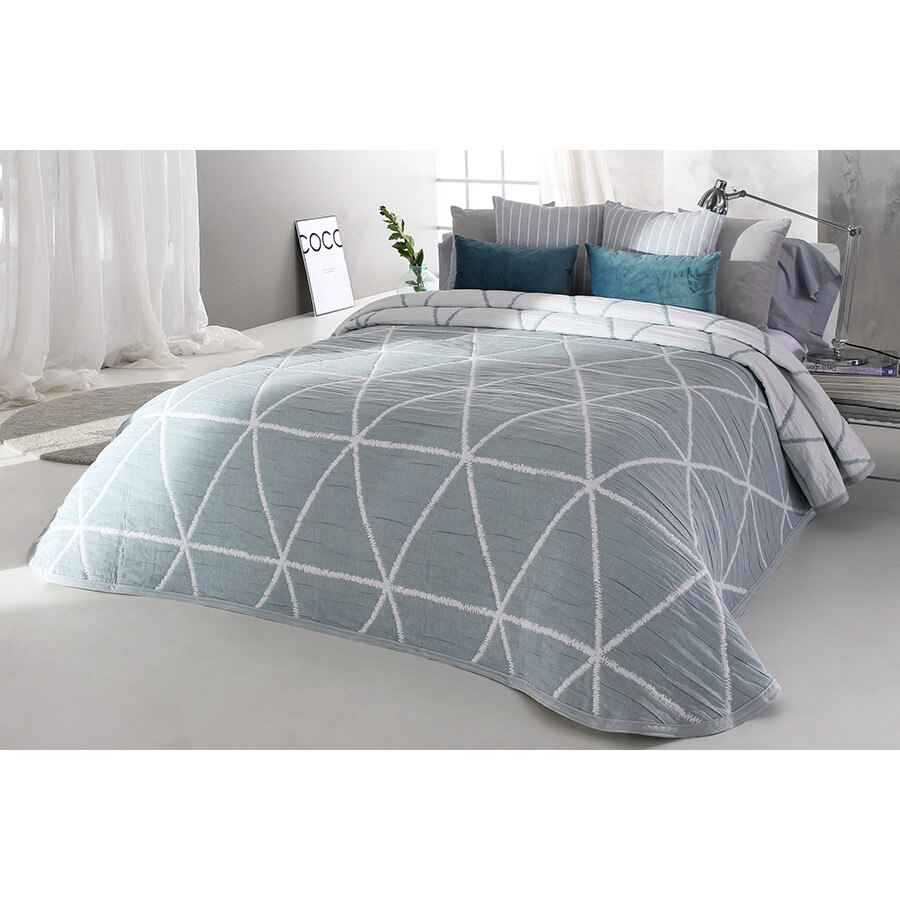 Set Cuvertura Double si o fata de perna, Reig Marti, albastru, 205 cm x 270 cm