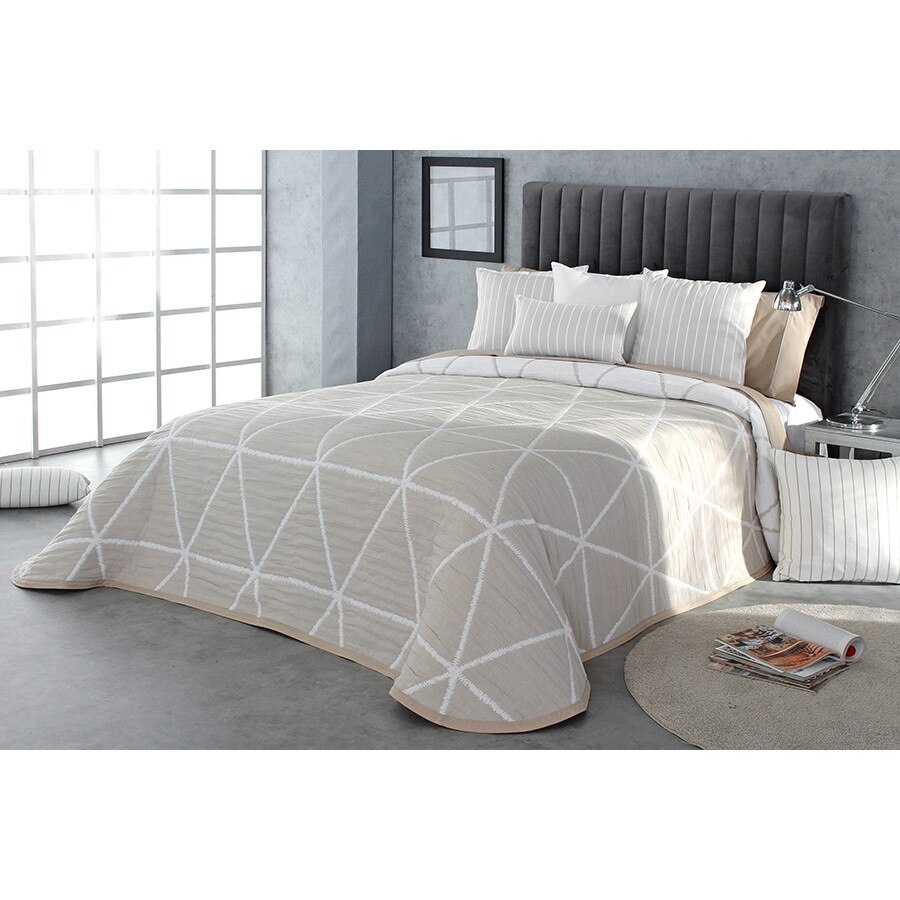 Set Cuvertura Double si 2 fete de perna, Reig Marti, bej, dimensiune 235 cm x 270 cm