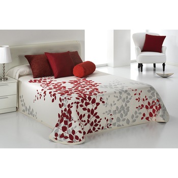 Set Cuvertura premium Geisha si 2 fete de perna, Reig Marti, rosu gri, dimensiune 235 cm x 270 cm Set Cuvertura premium Geisha si 2 fete de perna, Reig Marti, rosu gri, dimensiune 235 cm x 270 cm