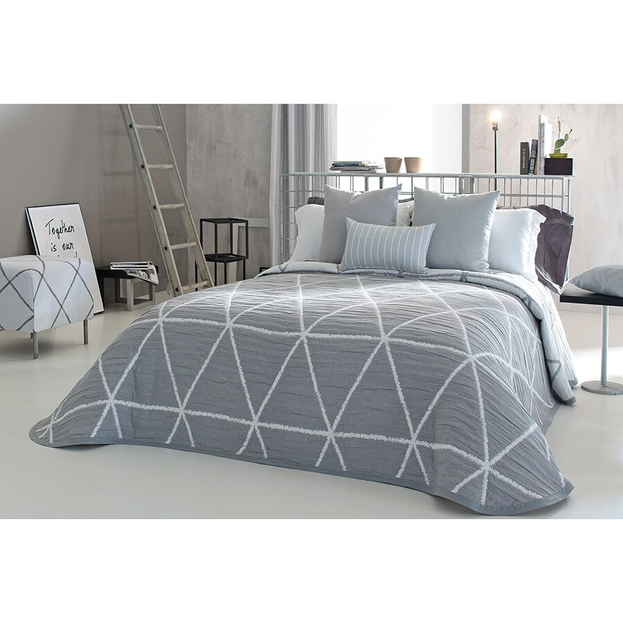 Set Cuvertura Double si 2 fete de perna, Reig Marti, gri, dimensiune 235 cm x 270 cm