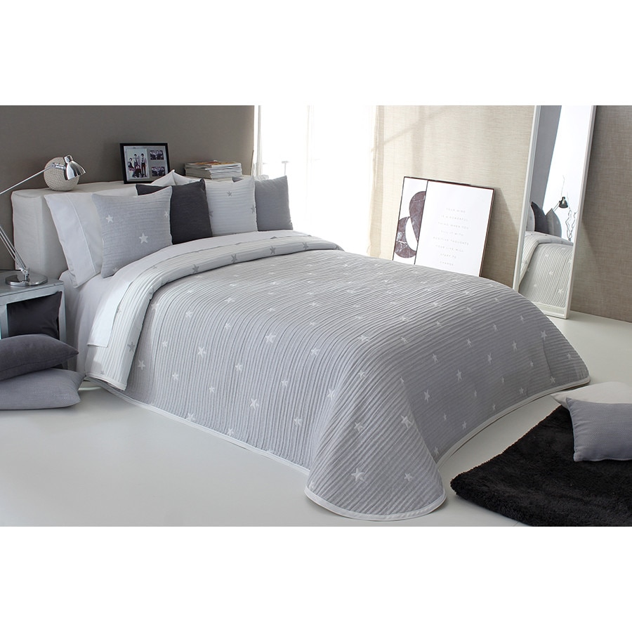 Set Cuvertura Dempsy si 2 fete de perna, Reig Marti, gri, dimensiune 250 cm x 270 cm