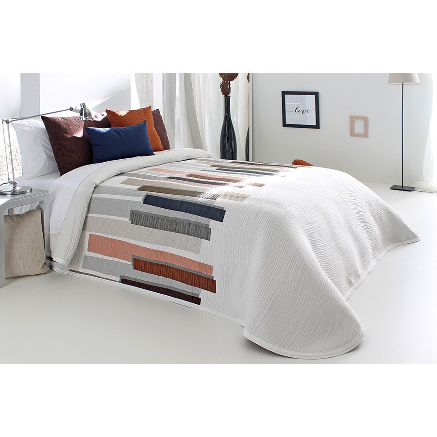 Set Cuvertura Coming si 2 fete de perna, Reig Marti, nuante de bej, dimensiune 235 cm x 270 cm