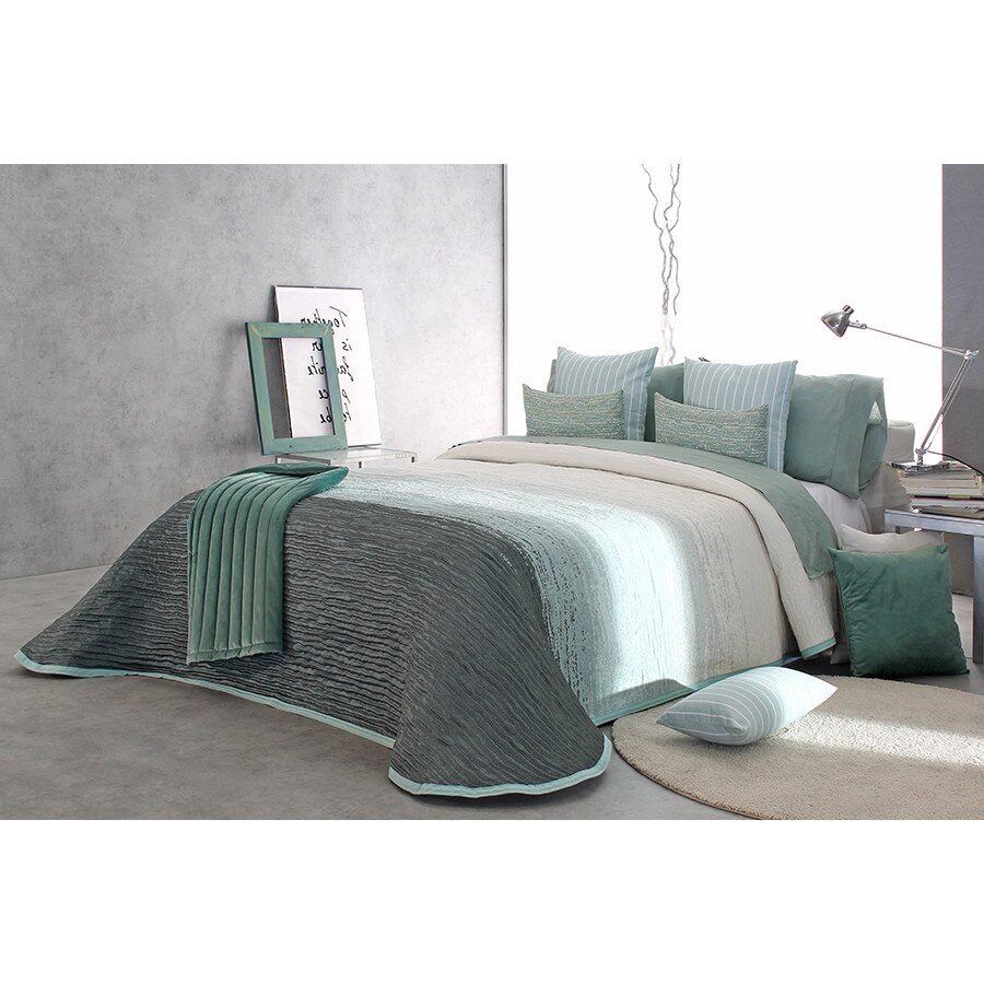 Set Cuvertura Billie si 2 fete de perna, Reig Marti, verde, dimensiune 250 cm x 270 cm