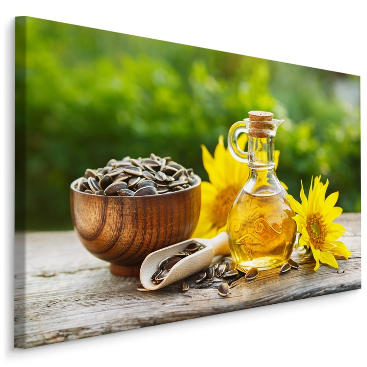 Tablou pentru sufragerie FLORI floarea-soarelui ulei 90cm x 60cm Efect 3D, Creative decor, Decorarea peretilor