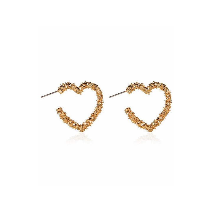 Cercei statement model inimioare, cu textura incretita, in relief Auriu