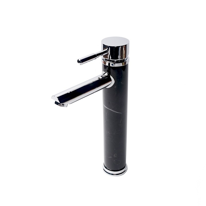 Смесител Inter Ceramic Pietra Nero, висок, за умивалник, стоящ, затварящ керамичен механизъм, месинг