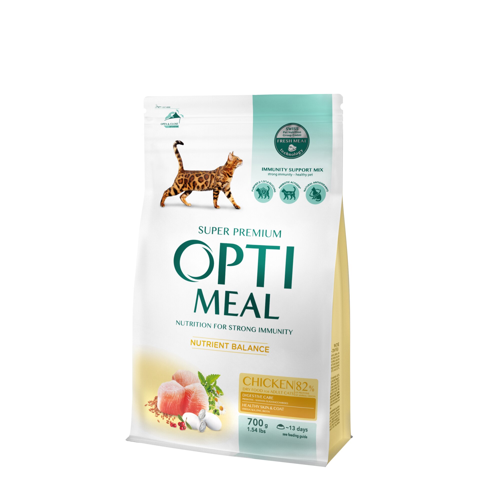 Hrana uscata completa Optimeal pentru pisici adulte - cu Pui, 0,7 kg