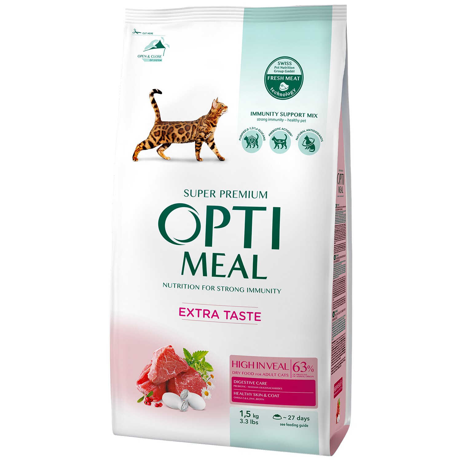 Hrana uscata completa Optimeal pentru pisici adulte - cu Vita, 1,5 kg