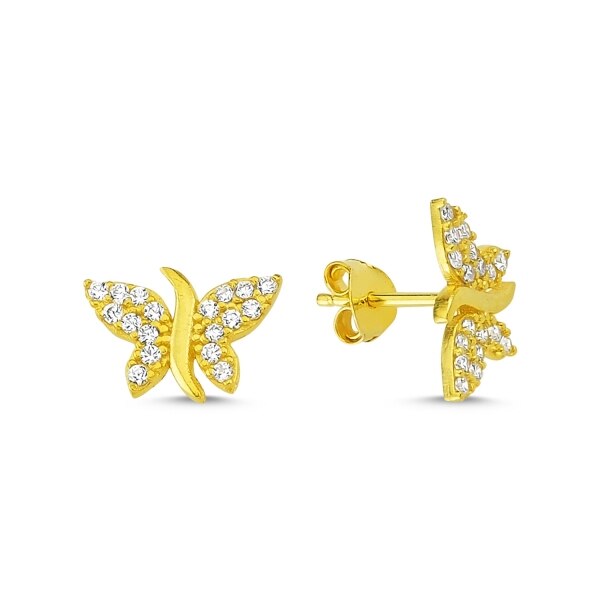 Cercei argint fluture, placati cu aur, BeSpecial, ETU0236