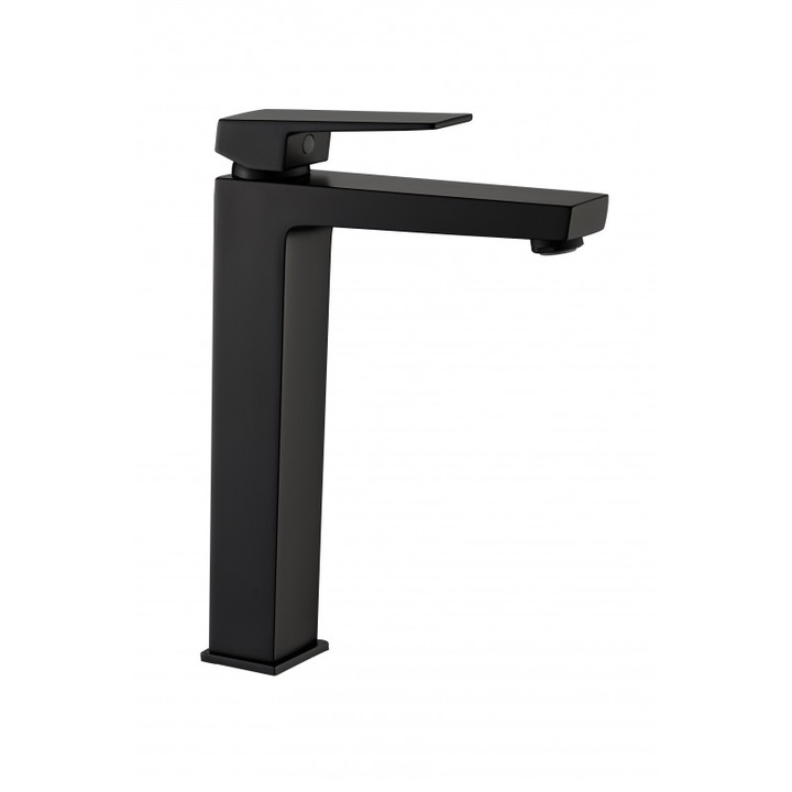 Смесител Inter Ceramic Елинор, за умивалник, висок, стоящ, месинг, черен мат