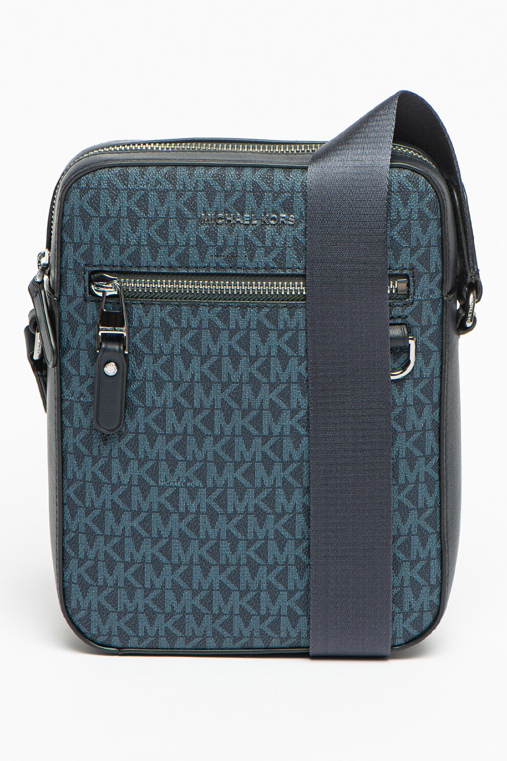 Michael Kors, Geanta crossbody de piele ecologica cu imprimeu logo Henry, Bleumarin