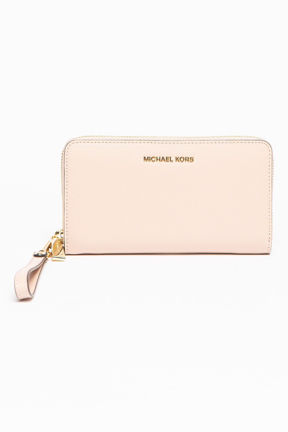Michael Kors, Portofel de piele cu bareta pentru incheietura, Roz pastel