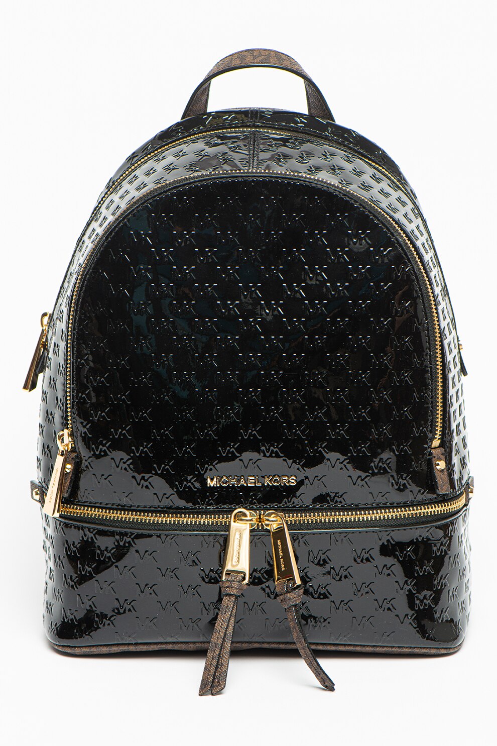 Michael Kors, Rucsac texturat de piele cu aspect lacuit Rhea, Negru