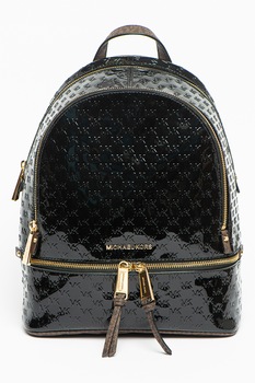 Michael Kors, Rucsac texturat de piele cu aspect lacuit Rhea, Negru Michael Kors, Rucsac texturat de piele cu aspect lacuit Rhea, Negru