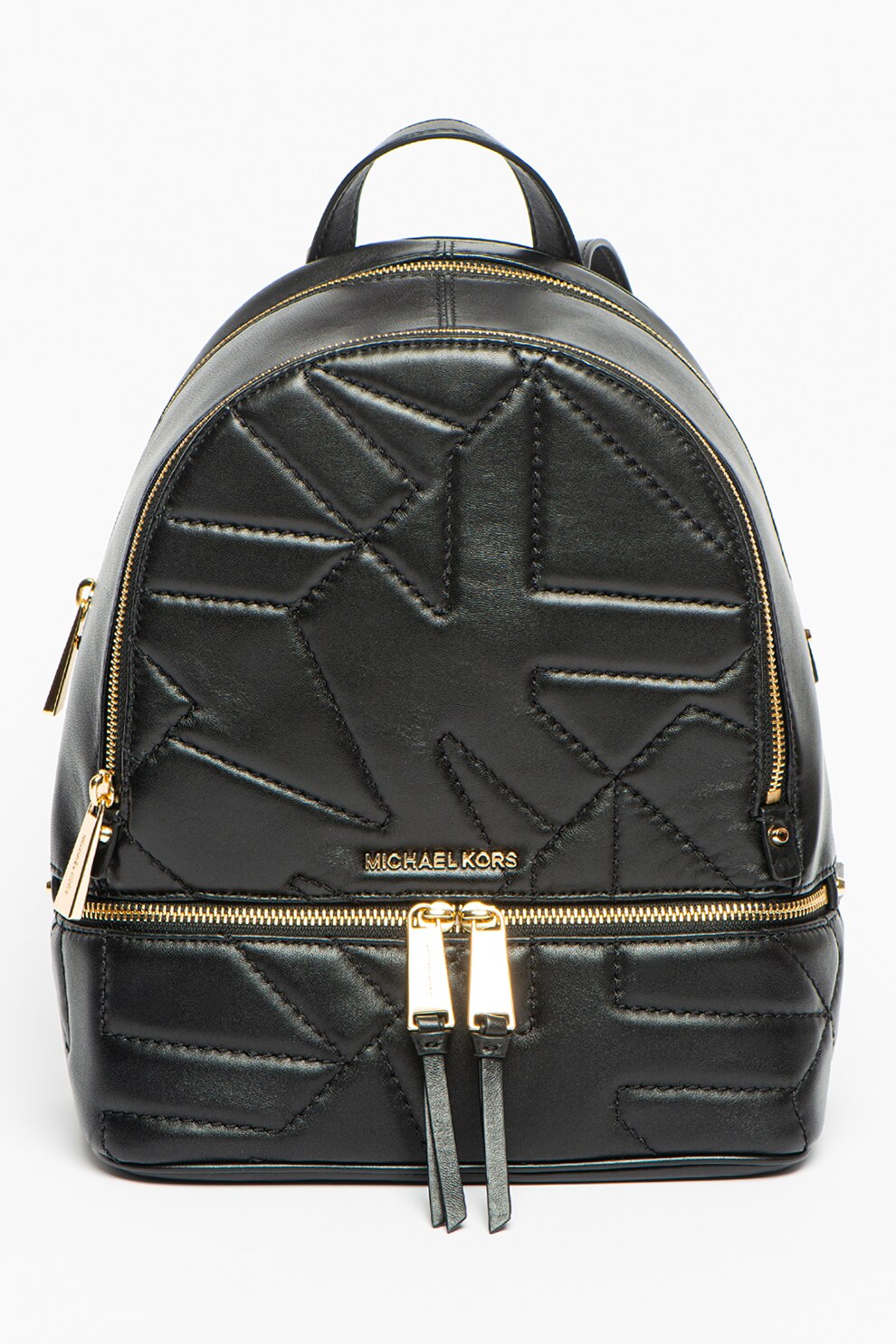 Michael Kors, Rucsac de piele cu aspect matlasat Rhea, Negru