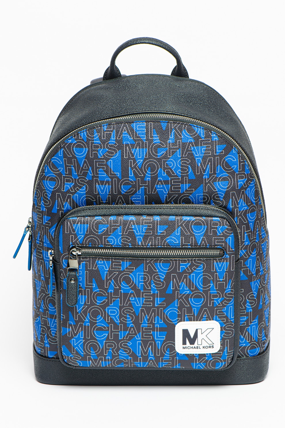 Michael Kors, Rucsac de piele ecologica cu imprimeu Hudson, Negru/Albastru