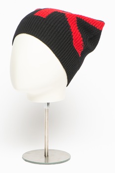 Michael Kors, Caciula din amestec de lana cu logo, Negru/Rosu Michael Kors, Caciula din amestec de lana cu logo, Negru/Rosu