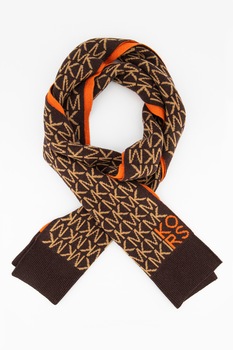 Michael Kors, Fular din amestec de lana cu logo, Maro inchis, maro camel, rosu Michael Kors, Fular din amestec de lana cu logo, Maro inchis, maro camel, rosu