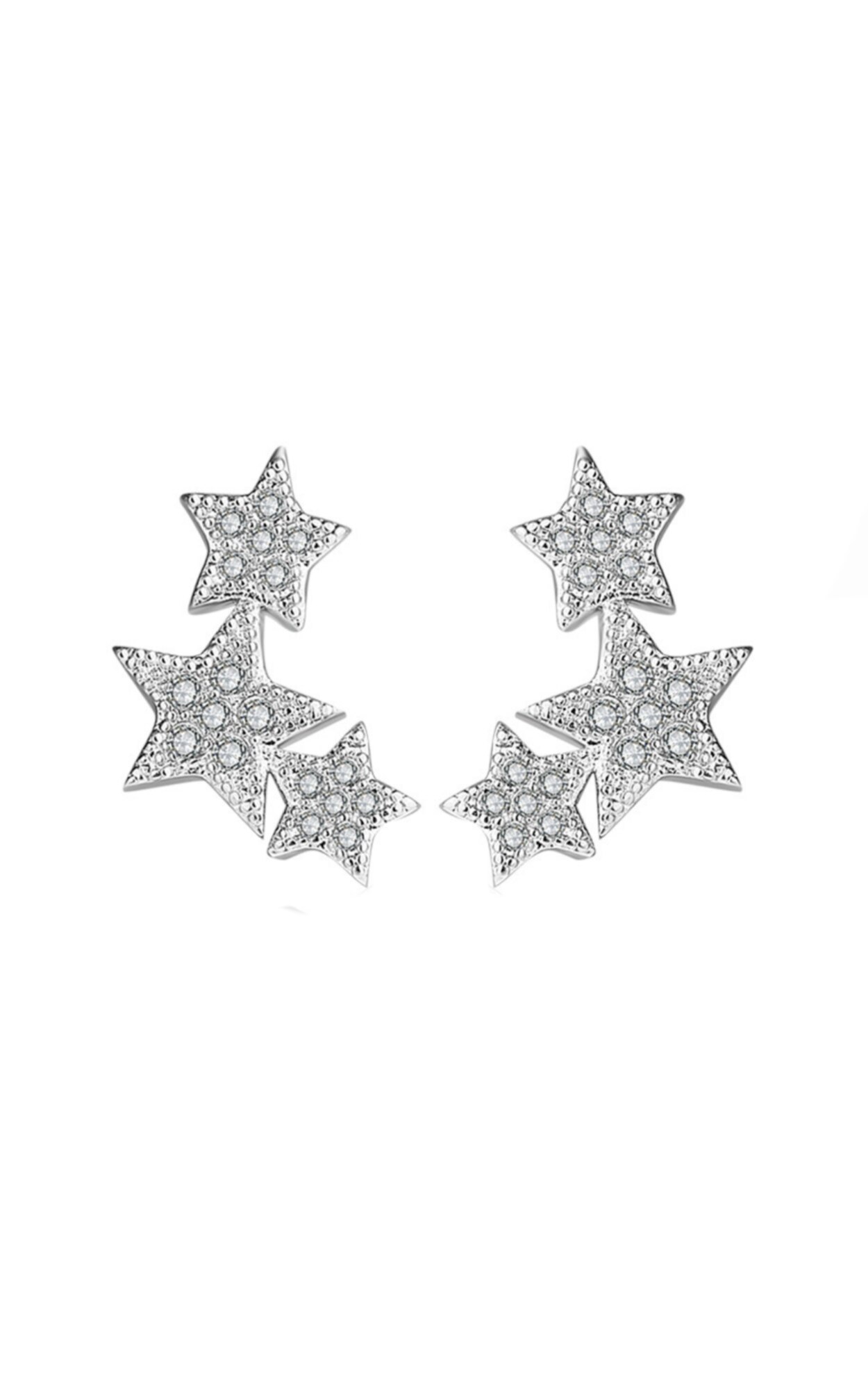 Cercei din argint 925 Constelation in forma de stelute cu pietre de zirconiu si cheita din argint, ideali aniversare, sarbatori, martisor