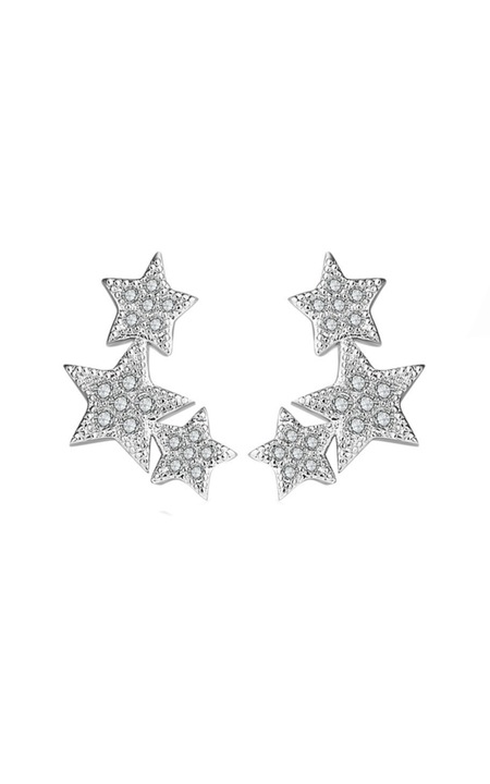 Cercei din argint 925 Constelation in forma de stelute cu pietre de zirconiu si cheita din argint, ideali aniversare, sarbatori, martisor