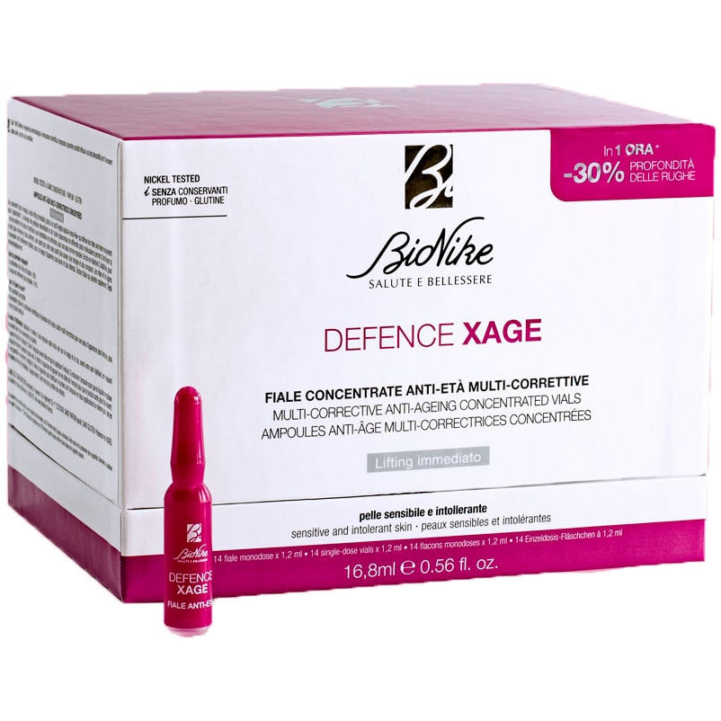 Fiole concentrate multi-corective BioNike Defence Xage, anti-imbatranire, 14 fiole x 1.2 ml