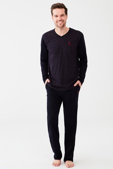 U.S. Polo Assn., Pijama cu imprimeu logo, Bleumarin inchis U.S. Polo Assn., Pijama cu imprimeu logo, Bleumarin inchis