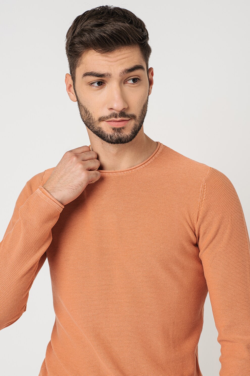 O'Neill, Bluza slim fit cu decolteu rotund, Oranj persan