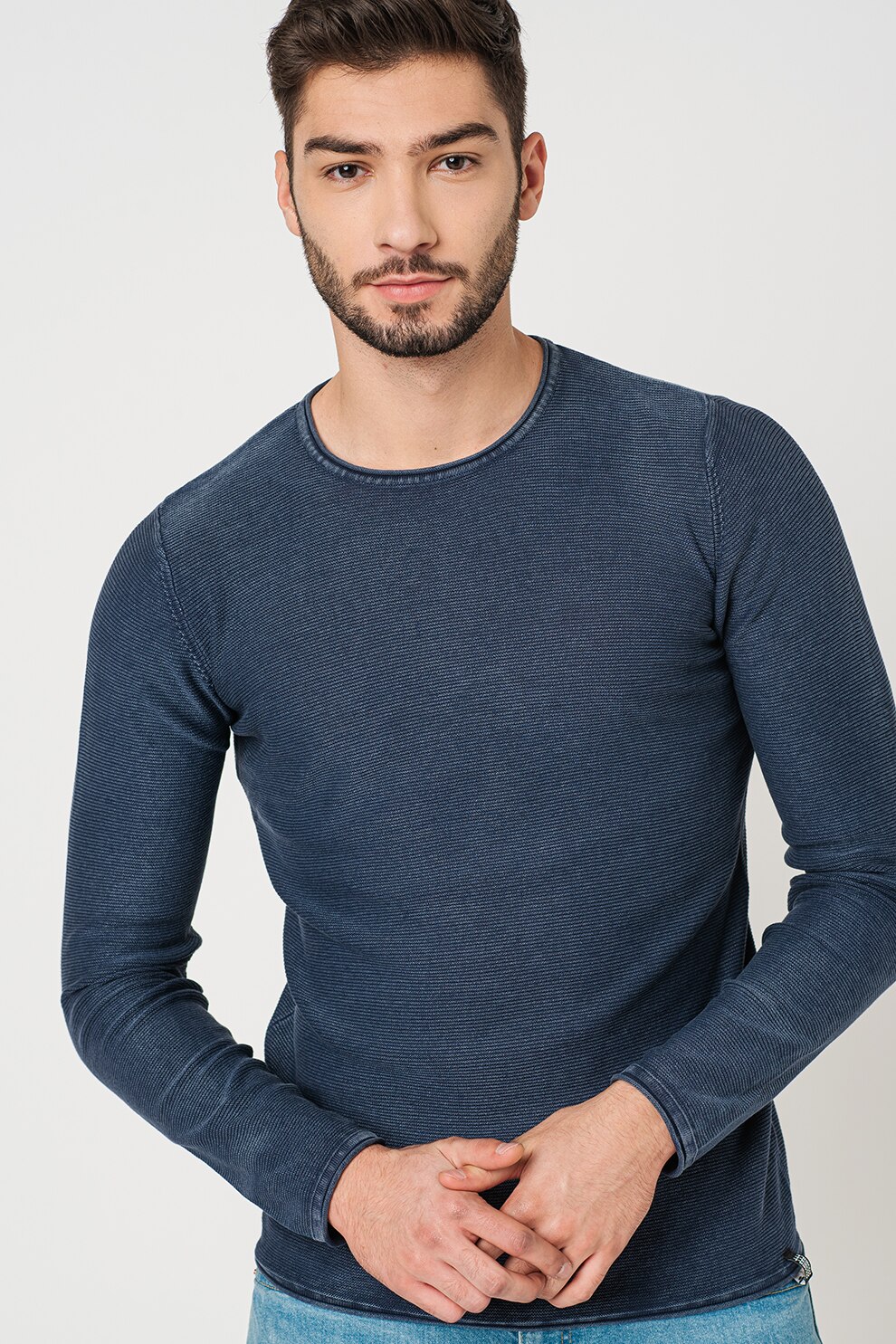 O'Neill, Bluza slim fit cu decolteu rotund, Bleumarin
