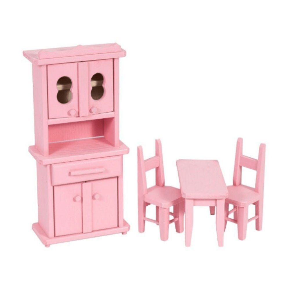Bucatarie de jucarie pentru papusi, din lemn cu 4 piese, Roz, AC1014 RCO®