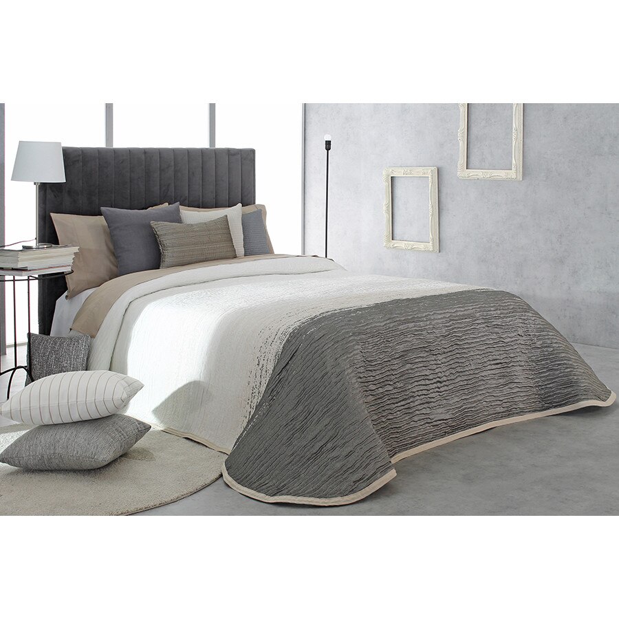 Set Cuvertura Billie si o fata de perna, Reig Marti, gri bej, 205 cm x 270 cm