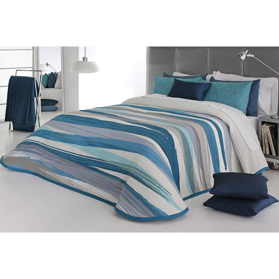 Set Cuvertura Beyker si 2 fete de perna, Reig Marti, blue, dimensiune 280 cm x 270 cm