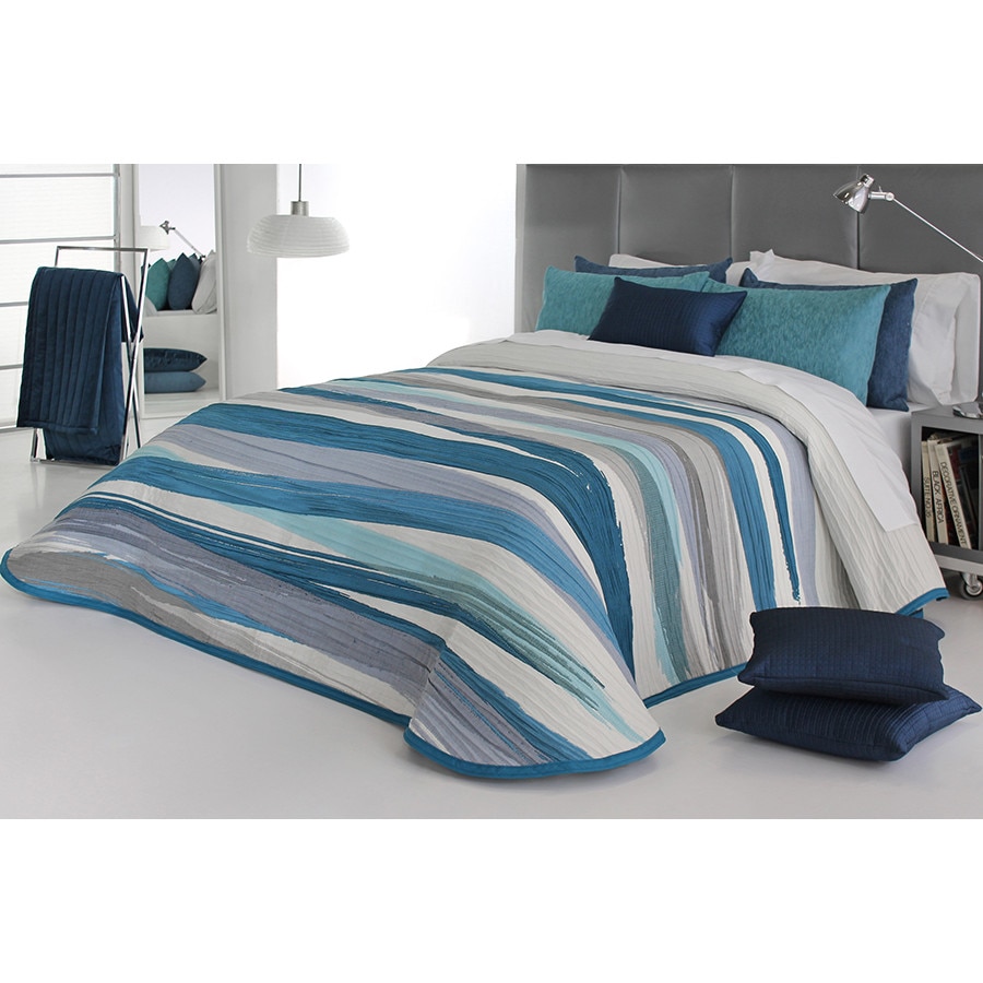 Set Cuvertura Beyker si o fata de perna, Reig Marti, blue, 190 cm x 270 cm