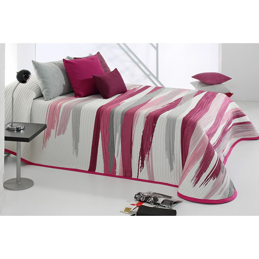 Set Cuvertura Beyker si 2 fete de perna, Reig Marti, roz fucsia, dimensiune 280 cm x 270 cm