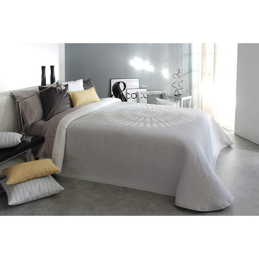 Set Cuvertura Brandy si 2 fete de perna, Reig Marti, gri, dimensiune 235 cm x 270 cm