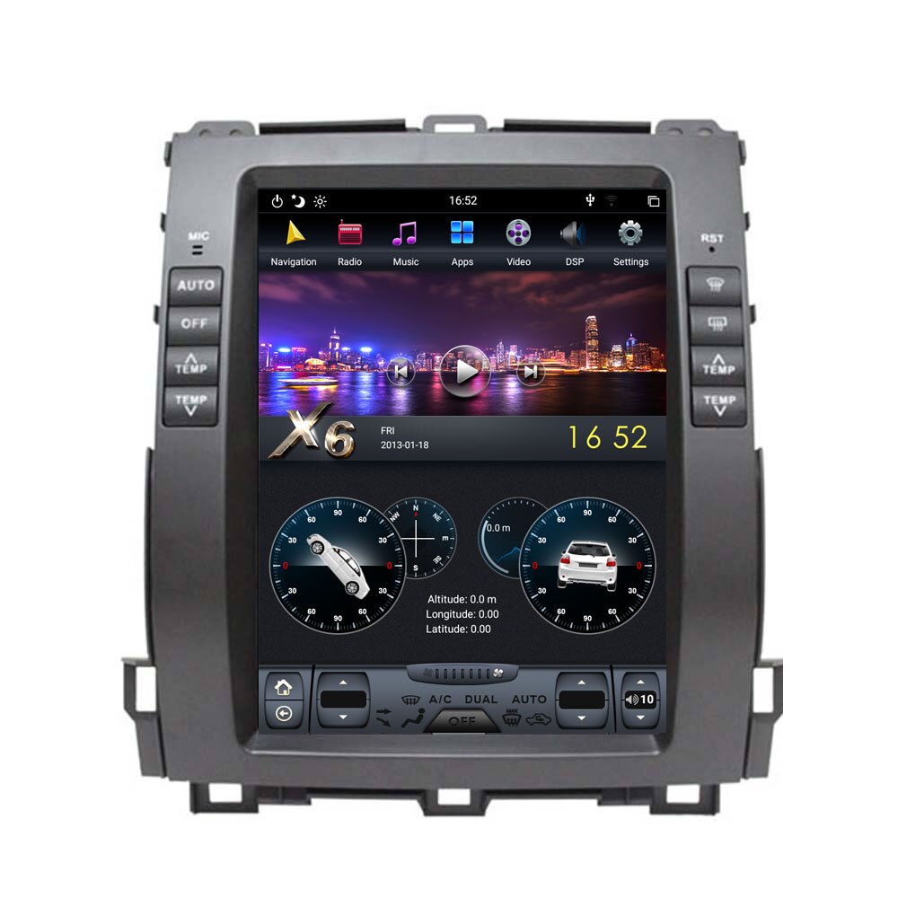 Navigatie dedicata Toyota Land Cruiser Prado J120 2002-2009 Edotec, cu Android, GPS, Bluetooth, Radio, Internet, procesor Six Core si ecran tip Tesla