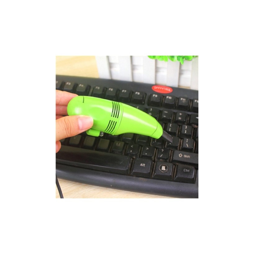 USB прахосмукачка за клавиатура с две почистващи глави, Зелена - eMAG.bg