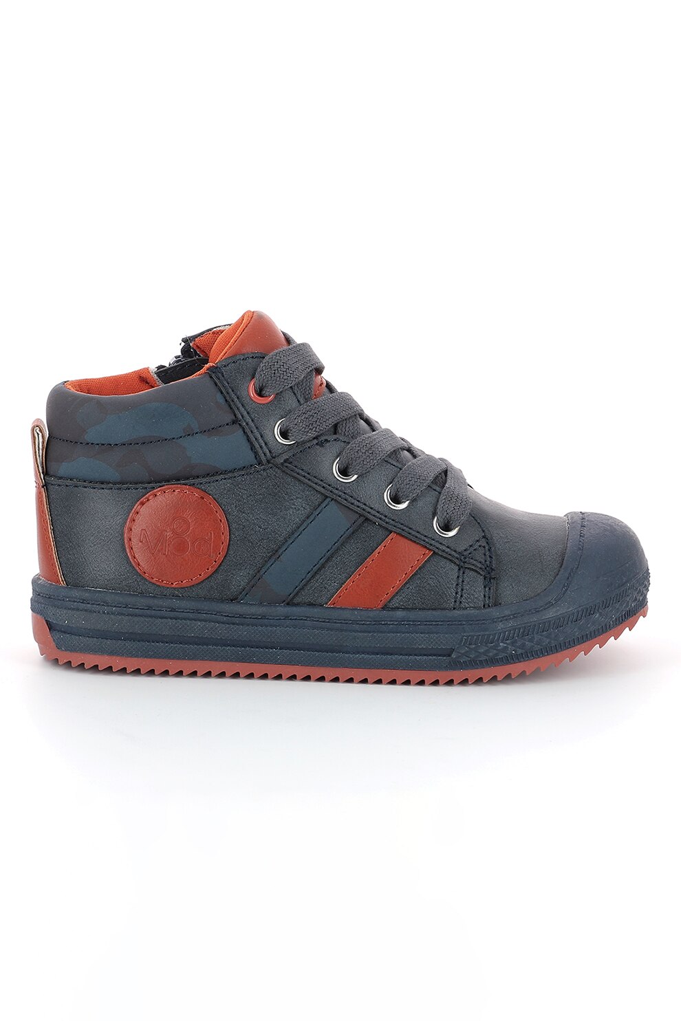Mod8 kids, Pantofi sport cu aspect contrastant si logo, Bleumarin/Oranj stins
