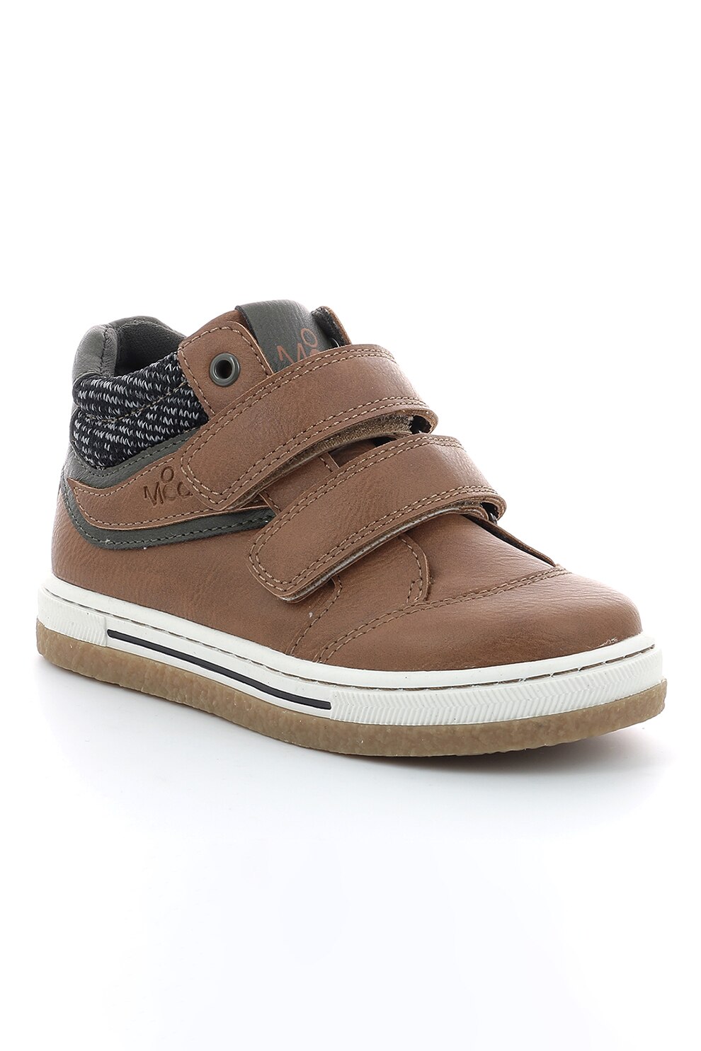 Mod8 kids, Pantofi sport din piele ecologica cu barete cu inchidere velcro, Maro/Alb