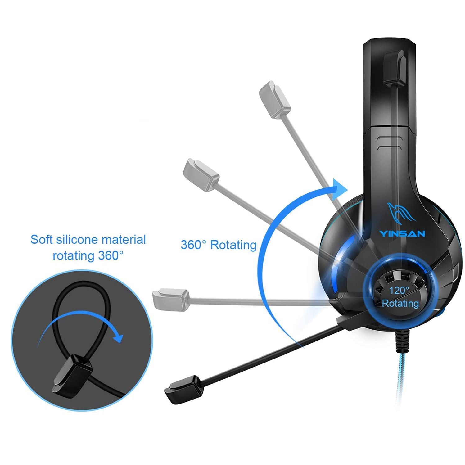 Casti Over-Ear Yinsan TM-9, Gaming, Control volume, Noise