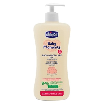 Sampon Chicco si Gel de Dus Micelar Dermatologic Baby Moments Sensitive, 500ml Sampon Chicco si Gel de Dus Micelar Dermatologic Baby Moments Sensitive, 500ml